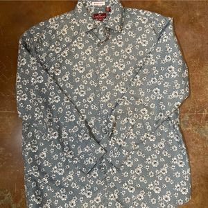 Henri Christian Wrinkle Free Floral Long Sleeve Dress Shirt Size Large 34/35